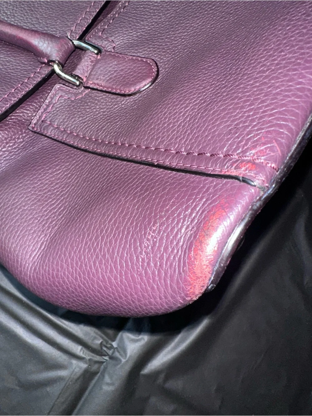 kate spade Plum Pebbled Leather Satchel with Tassel